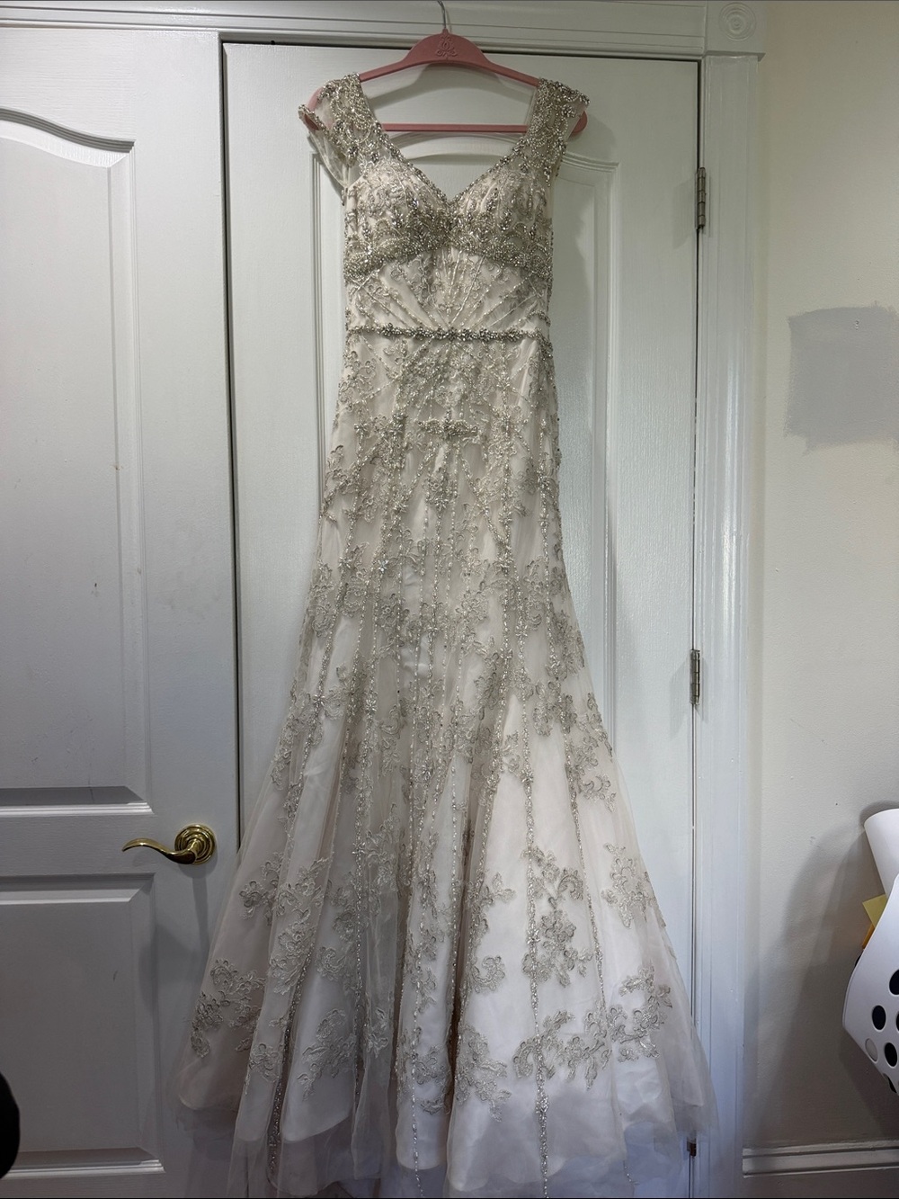 Jason Alexander Ivory Beaded A-Line Wedding Dress